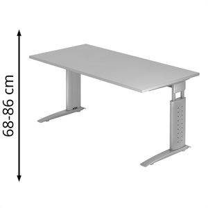 Schreibtisch Hammerbacher U-Serie, lichtgrau / silber