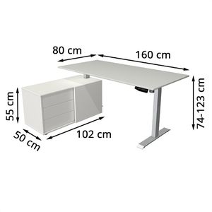Produktbild für Schreibtisch Kerkmann Move 1, 2210, lichtgrau, mit Sideboard