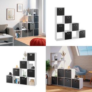 Produktbild für Bücherregal Vicco 53602, weiß, mit 6 Faltboxen
