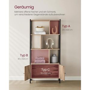 Produktbild für Bücherregal Vasagle LBC022B50, schwarz / eiche