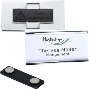 Böttcher-AG Namensschilder Business, 74 x 34 mm, mit Magnet, Metalloptik, chrom, 10 Stück , 10 Stück