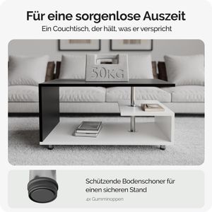 Produktbild für Couchtisch CASARIA Orlando, aus Holz, schwarz / weiß