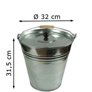 Produktbild für Ascheeimer HRB 667021667023, silber, mit Holzgriff und Deckel