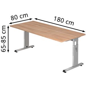 Produktbild für Schreibtisch Hammerbacher O-Serie, nussbaum / silber