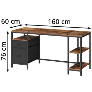 Produktbild für Schreibtisch Vasagle LWD105K01, braun / schwarz