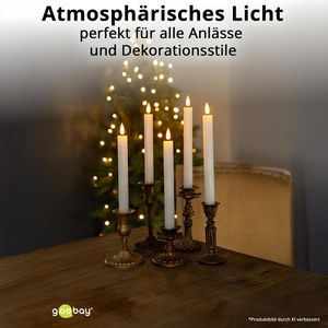 Produktbild für LED-Kerze Goobay 77750, Echtwachs-Stabkerzen weiß