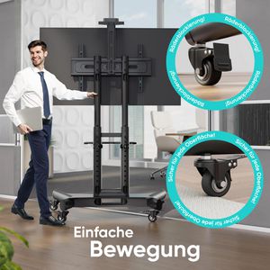 Produktbild für TV-Ständer Onkron TS1551-B, Ablage &amp; Rollen, schwarz, Metall