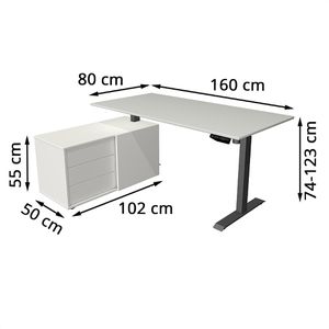 Produktbild für Schreibtisch Kerkmann Move 1, 2166, lichtgrau, mit Sideboard
