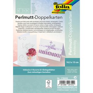 Produktbild für Faltkarten Folia 179500, Perlmutt, 250g/m², weiß