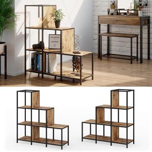 Produktbild für Bücherregal Vicco Fyrk, schwarz / dunkelbraun