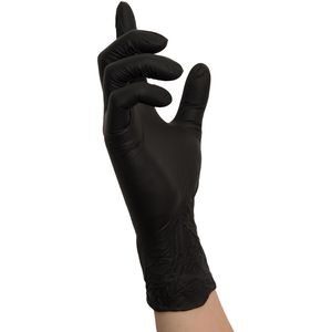 Produktbild für Einmalhandschuhe NITRAS-MEDICAL Black Wave, schwarz, 100 Stück