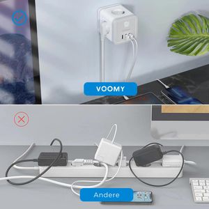 Produktbild für Steckdosenwürfel Voomy Split X4, weiß / grau