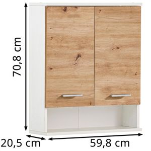 Produktbild für Bad-Hängeschrank Schildmeyer Palermo 157640, eiche / weiß