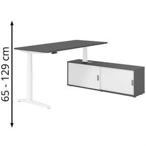 Produktbild für Schreibtisch Hammerbacher XBHM, 31132, graphit, mit Sideboard