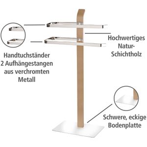 Produktbild für Handtuchhalter Wenko Samona Nature, silber / braun