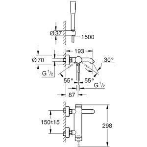 Produktbild für Badewannenarmatur GROHE Essence, 33628001, aus Messing