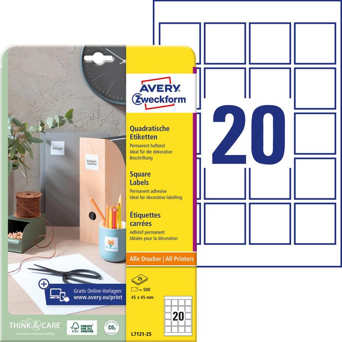 Avery Zweckform L7121-25 QR-Code Etiketten 45x45mm – Böttcher AG