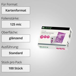 Produktbild für Laminierfolien Leitz 33812 iLAM, 65 x 95 mm