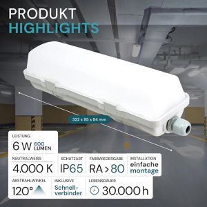Produktbild für Feuchtraumleuchte Luxula LX200131, LED mit 6 Watt