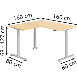 Produktbild für Schreibtisch Hammerbacher XDSMW, ahorn / silber