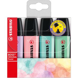 Produktbild für Textmarker Stabilo Boss Original Pastel, 4 Stück