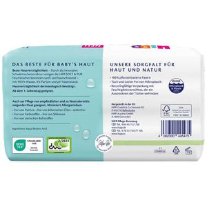 Produktbild für Feuchttücher HiPP Babysanft Soft &amp; Pur, 144 Tücher