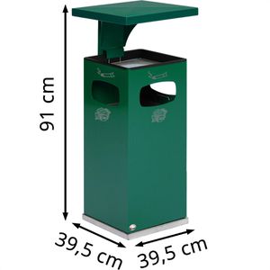 Produktbild für Aschenbecher VAR B32, 12154, moosgrün, Outdoor, mit Dach