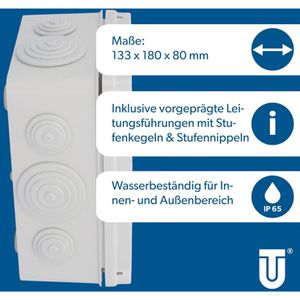 Produktbild für Abzweigdose Unitec 40209L, wasserdicht IP65 für außen