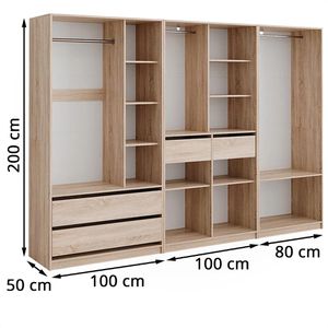 Produktbild für Kleiderschrank Vicco Elmo, 3er Set, sonoma eiche