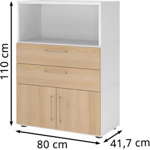 Produktbild für Kombischrank Hammerbacher FW38K1, weiß / eiche