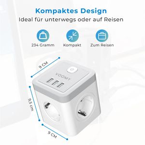 Produktbild für Steckdosenwürfel Voomy Split X4, weiß / grau