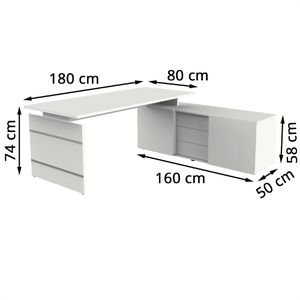Produktbild für Schreibtisch Kerkmann Aveto, 4460, weiß, mit Sideboard