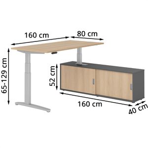 Produktbild für Schreibtisch Hammerbacher XBHM, 30371, eiche, mit Sideboard