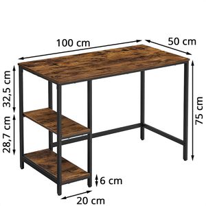 Produktbild für Schreibtisch Vasagle LWD046B01, braun / schwarz