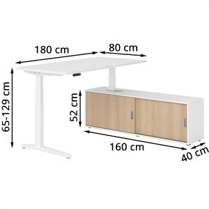 Produktbild für Schreibtisch Hammerbacher XBHM, 31064, weiß, mit Sideboard