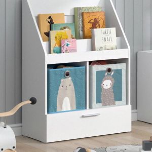 Produktbild für Bücherregal Vicco Luigi, weiß, mit 2 Faltboxen