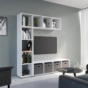 Produktbild für Bücherregal Vicco Ludus, weiß, mit 2 Faltboxen