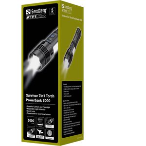 Produktbild für Taschenlampe Sandberg 421-08, schwarz, LED, aufladbar