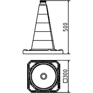 Produktbild für Leitkegel Schake 3L530TL2-SET, rot/weiß, Höhe 50cm