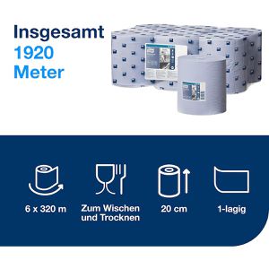 Produktbild für Putztuchrolle Tork 128208, M2, aus Recyclingpapier, blau