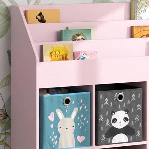 Produktbild für Bücherregal Vicco Luigi, rosa, mit 6 Faltboxen