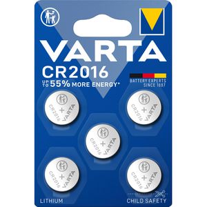 Varta Knopfzelle CR2016, 87 mAh, Lithium, 5 Stück – Böttcher AG