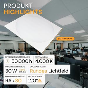 Produktbild für LED-Panel Enovalite ELED600130, weiß, 62 x 62 cm