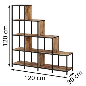 Produktbild für Bücherregal Vicco Fyrk, schwarz / dunkelbraun