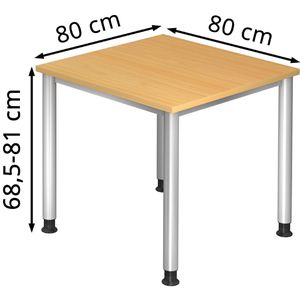 Produktbild für Schreibtisch Hammerbacher H-Serie, buche / silber