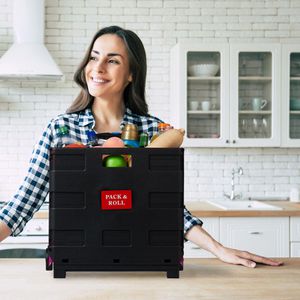 Produktbild für Einkaufstrolley Relaxdays schwarz / pink, klappbar