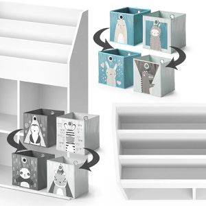 Produktbild für Bücherregal Vicco Luigi, weiß, mit 4 Faltboxen