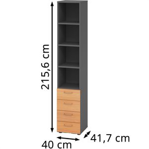 Produktbild für Kombischrank Hammerbacher Serie 9 Advanced, buche / graphit