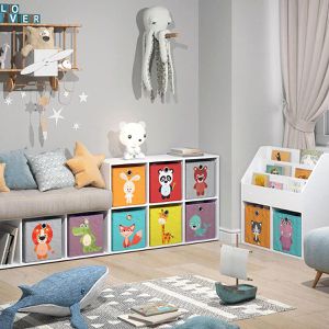 Produktbild für Bücherregal Vicco 81902, weiß, mit 6 Faltboxen