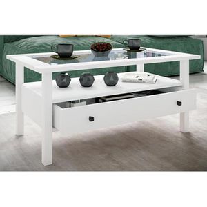 Produktbild für Couchtisch VCM Lingis L 919076, aus Glas / Holz, weiß